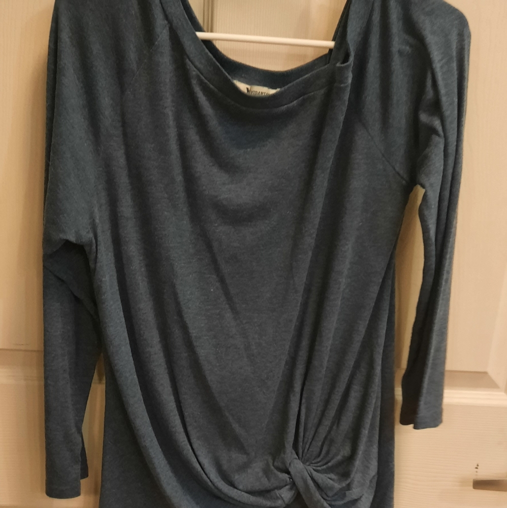 blue Heather off shoulder long sleeve top